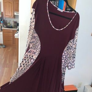 Stunning Maroon Dress with geometric designs